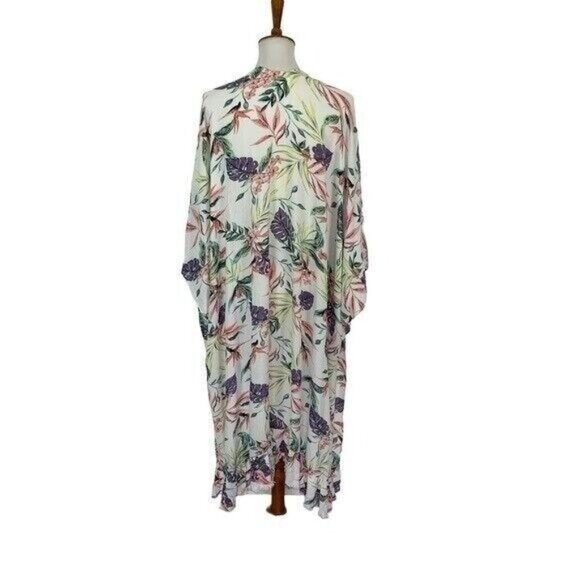 Umgee Kimono Cardigan Medium Large Floral Boho Fringe Sheer Layer - Picture 5 of 6